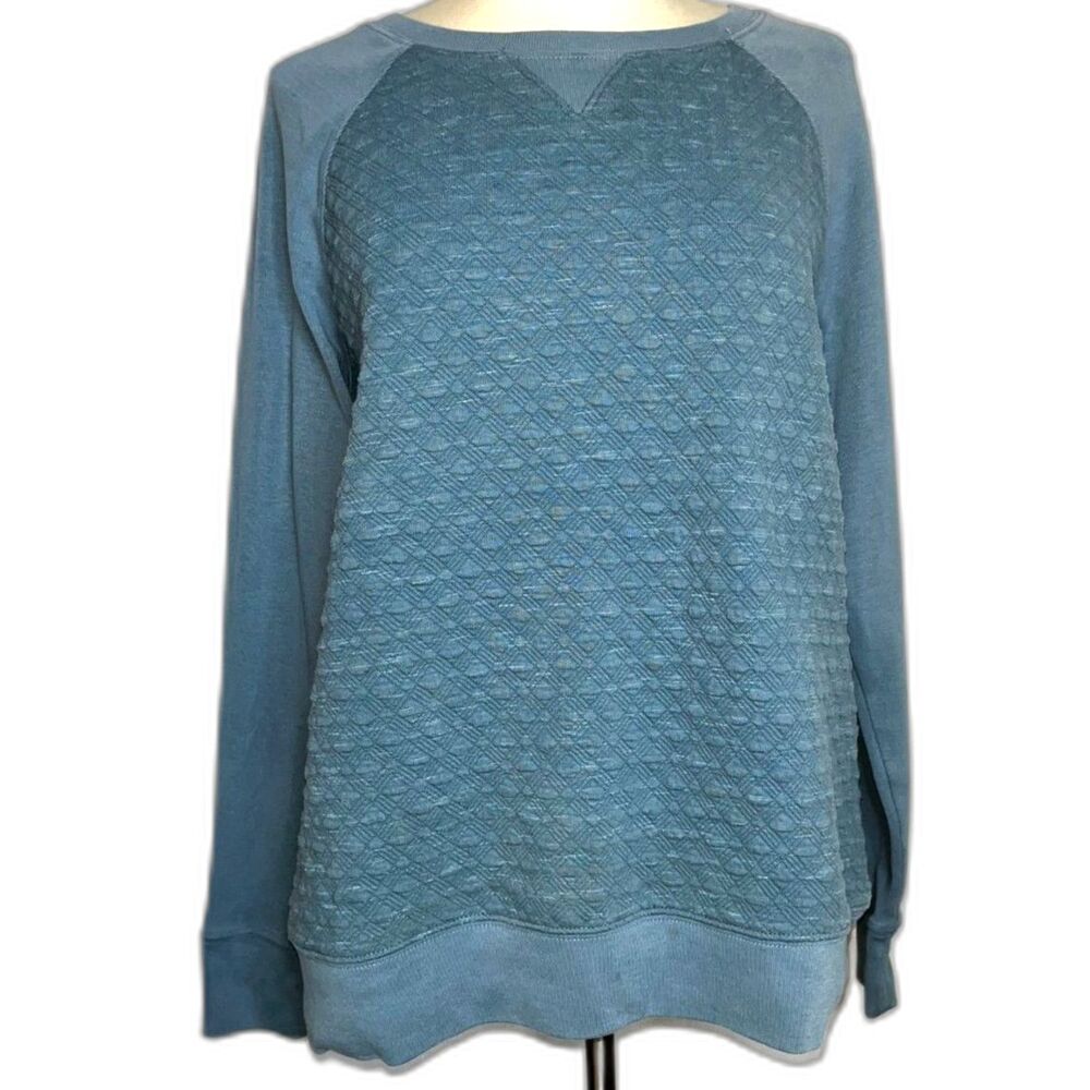 Medium Eddie Bauer Blue Textured (Front) Lightweight Sweater 60%-70% Cotton EUC